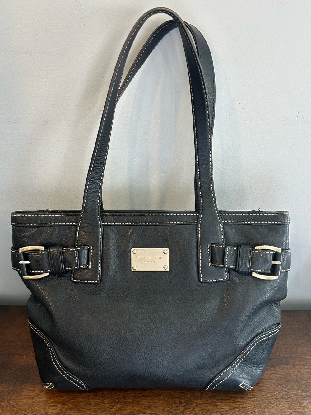 Vintage Y2K Michael Kors Black Pebbled Leather Tote Satchel Shoulder Bag -Read-